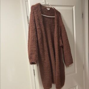Cozy fuzzy midi cardigan